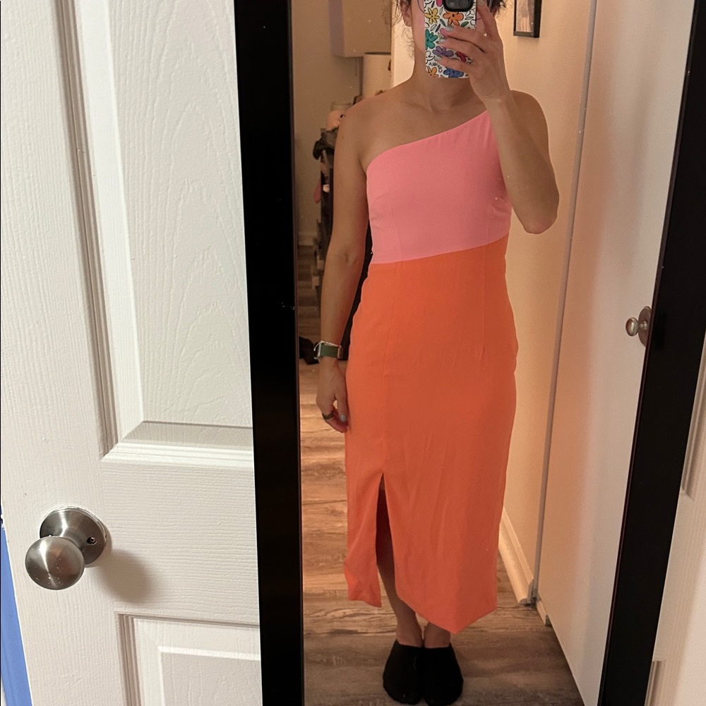 Petal & Pup Vibrant Pink and Orange Dress